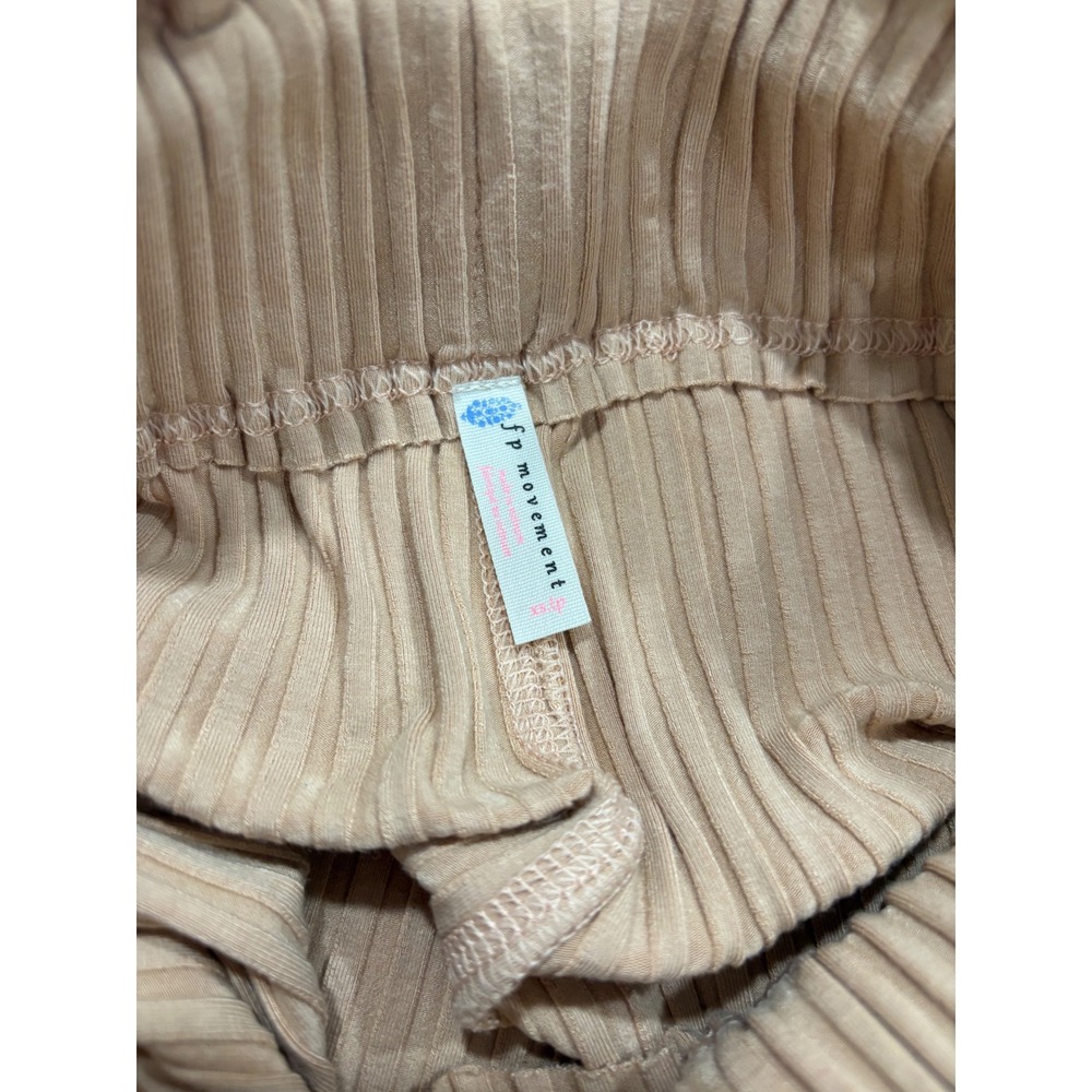 Free People Movement Blissed Out Wide-Leg Pants Ribbed High Rise Peach XS 30" - Picture 6 of 11